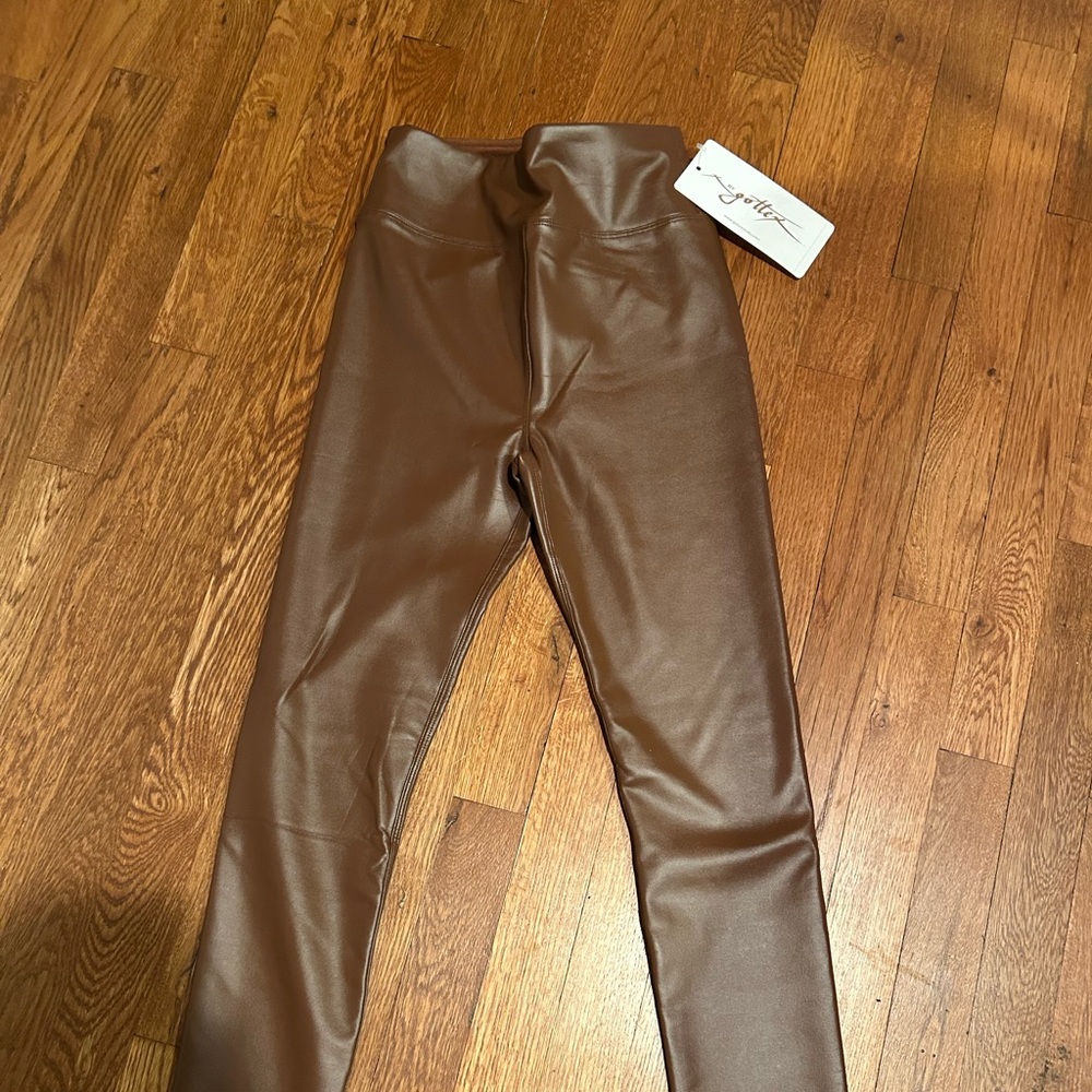 Gottex Cinnamon/Brown Fleece lined Faux Leather Leggings